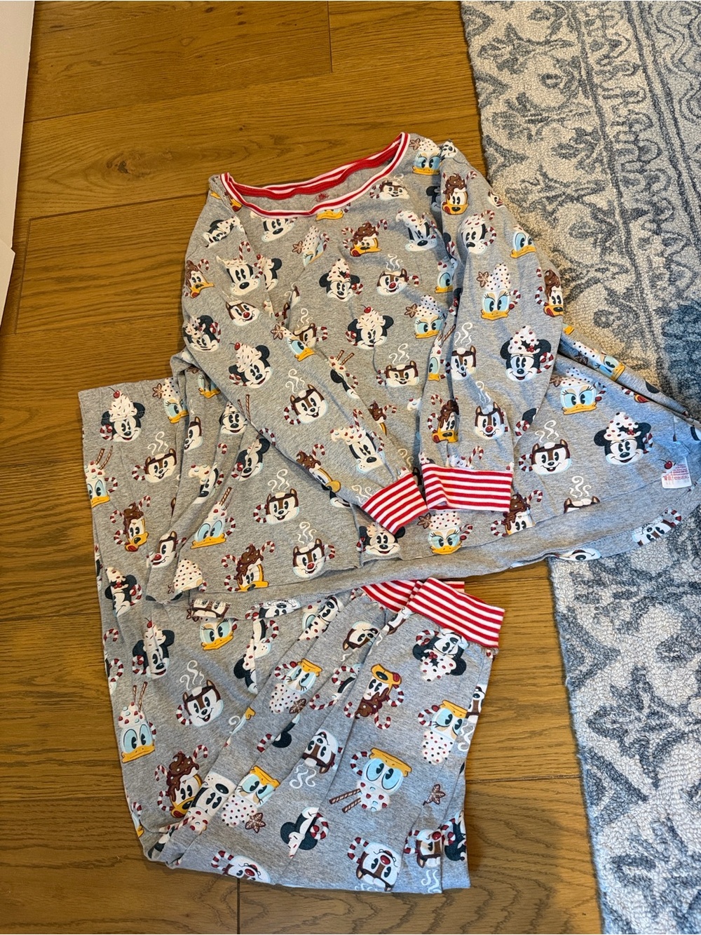 Disney Christmas Character Pajama Set with Red Trim
